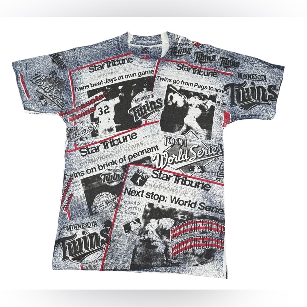 Vintage Minnesota Twins 1991 World Series Startribune Newspaper T-shirt‎ Allover